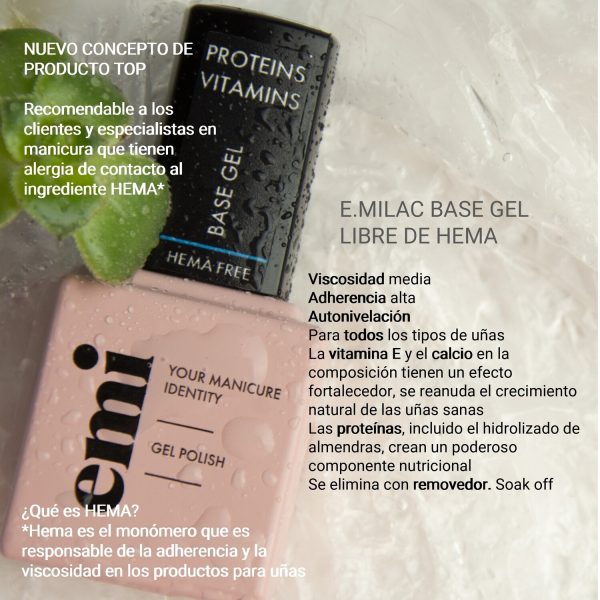 E.MiLac Base Gel Hema Free, 9 ml kera - Imagen 3